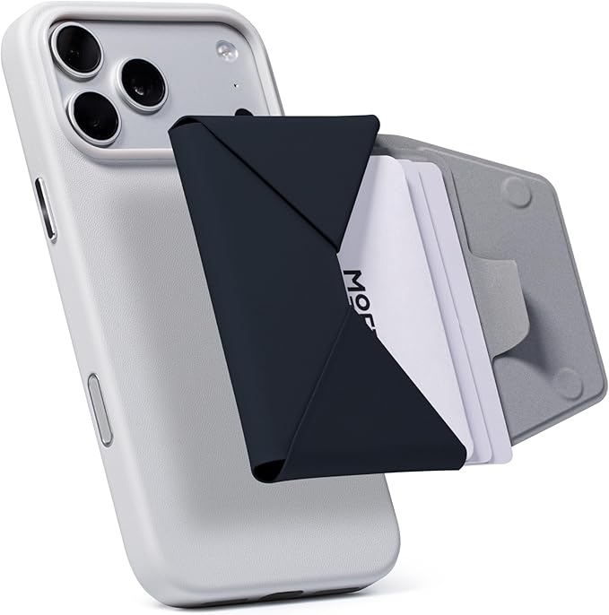 MOFT Magsafe Wallet, Slim Magnetic 8 - Card Holder, Snap Field Wallet with Pull to Access Design, RFID Blocking, MOVAS Veagn Leather Minimalist Travel Wallets for Men & Women, Navy Blue