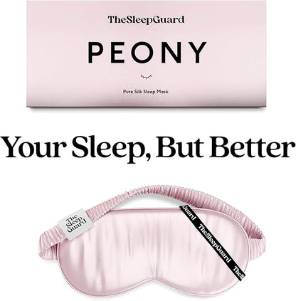 TheSleepGuard Pure Silk Sleep Mask [100% 6A Mulberry Silk, 22 Momme] Light Blocking Travel Essentials. Eye Masks for Sleeping. Black Oeko-Tex Blindfold. Eye Covers for Men & Women