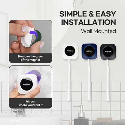 HubiCare Toothbrush Case Set, Toothbrush Covers with Holder, Rechargeable Travel Home Toothbrush And Holder, Cleaner Case for All Electric And Manual Toothbrushes (3 Color Set)