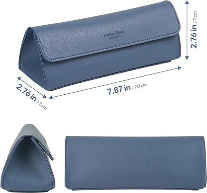 carrotez Stylish PU Leather Makeup Bag: Versatile Travel Toiletry Bag & Cosmetic Pouch, Small Makeup Organizer for Purse Essentials - Ideal Makeup Brush Holder & Sunglasses Case for Women - Soft Blue