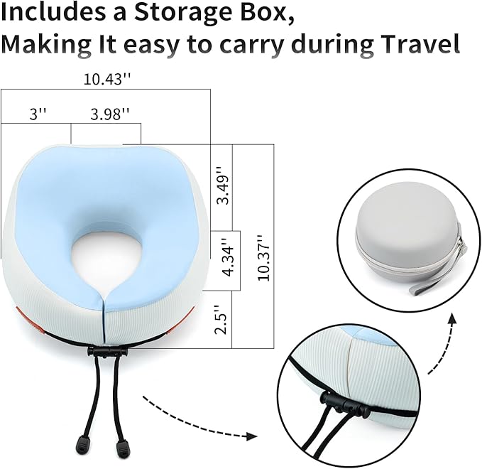 Thickened Travel Neck Pillow for Airplanes for Women, Adjustable Right Amount of Height 360° Support Memory Foam Neck Pillow, Portable Plane Pillow for Sleeping