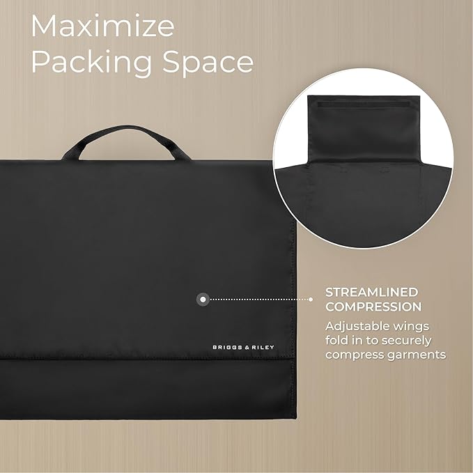 Briggs & Riley Garment Folder - Travel Essentials for Men & Women, Shirts, Pants, & Clothes Carrier, Wrinkle Reducing, Includes Folding Board - Travel Essentials, Black