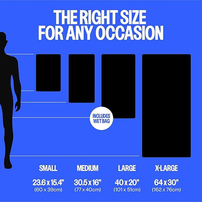 Acteon Microfiber Travel Towel & Wet Bag Set, Large Quick Dry Silver ION Odor-Free Mega Absorbent Fiber, Fast Drying Men & Women for Body Sweat, Beach, Pool, Camping, Gym