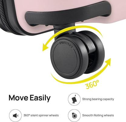 NINETYGO Large Checked Luggage 28 Inch, Checking In Luggage with Smooth Spinner Wheels, Lightweight, Hard Shell PC Suitcase, Lightweight Travel Luggage, TSA Approved (Pink, Rhine Basic)