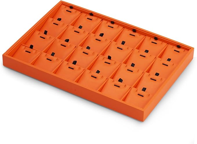 Oirlv Luxury Leather Jewelry Display Tray 24 Grid Jewelry Organizer Tray with Removable Inserts Necklace Pendant Storage