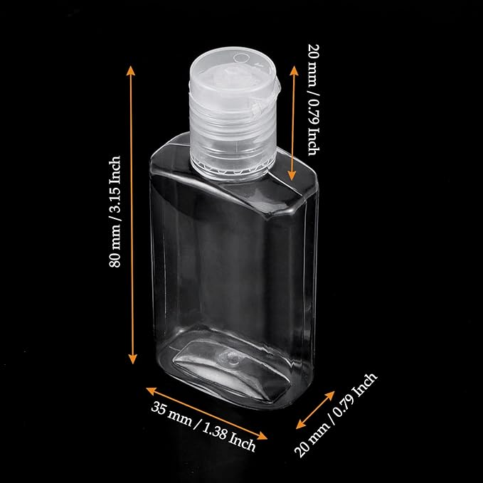 100 PCS 1 oz Clear Travel Bottles, 30ml Refillable Portable Plastic Bottles with Flip Cap for Travel, Outdoor Camping, Business Trip