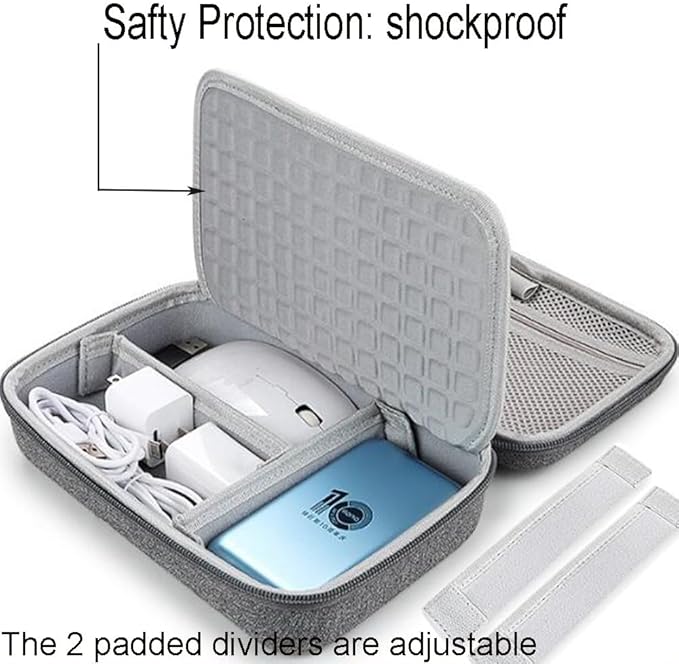 Hard Electronic Organizer Travel Cable Accessories Bag, Waterproof Electronic Organizer Case, Shockproof Electronic Accessories Organizer Bag for Power Bank,Adapter,Chargers,Mouse,Cable,Flash Drive