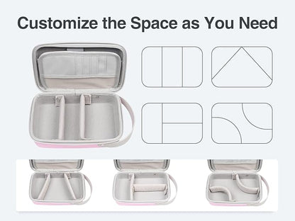 Luxtude Pink Electronics Organizer Travel Case, Tech Organizers Travel Case, Hard Charger Organizers, Portable Cable Organizer, Travel Essentials for Charger/Mouse/Cash/Card/Pen, Tech Gifts