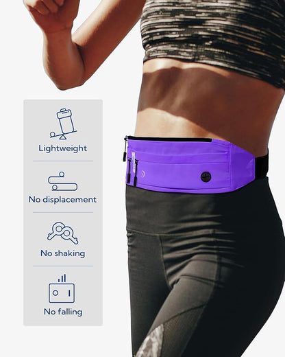 WATERFLY Running Belt Fanny Pack: Runner Marathon Jogging Waist Pack Sport Workout Exercise Fitness Phone Holder Belt for Men Women Jogger Slim Waistband