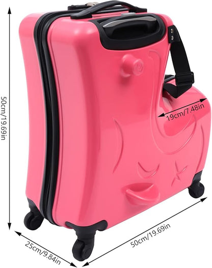 CNCEST 20"/24" Kid's Ride-on Travel Suitcase,Travel Rolling Luggage with Wheels Carry Trolley Luggage with Password Lock,Children's Ride On (20“ Purplish red)