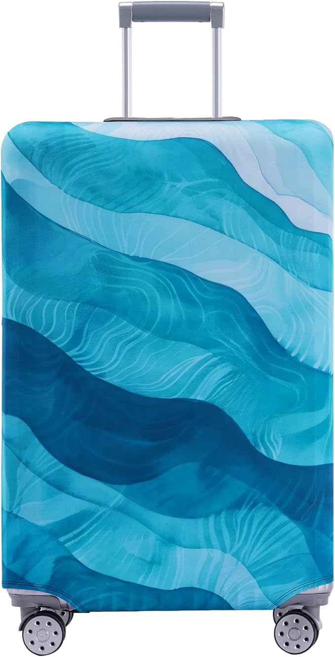 Travelkin Luggage Covers For Suitcase Tsa Approved,Suitcase Cover Protector Fit 18-32 Inch Luggage (Blue Wave, S)