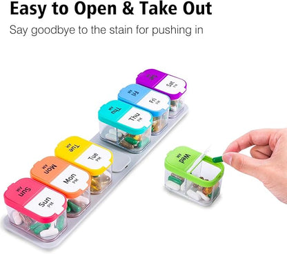 Daviky Extra Large Pill Organizer 7 Day, XL Weekly Pill Box 2 Times a Day, AM PM Medicine Pill Organizer for Supplement, Big Daily Pill Case with Large Container to Hold Vitamins and Medications