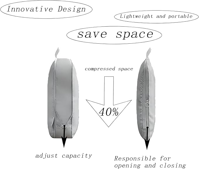 6-piece travel compression packaging cube - foldable travel bag expandable, luggage storage bag. (grey)