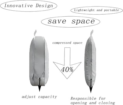 6-piece travel compression packaging cube - foldable travel bag expandable, luggage storage bag. (grey)