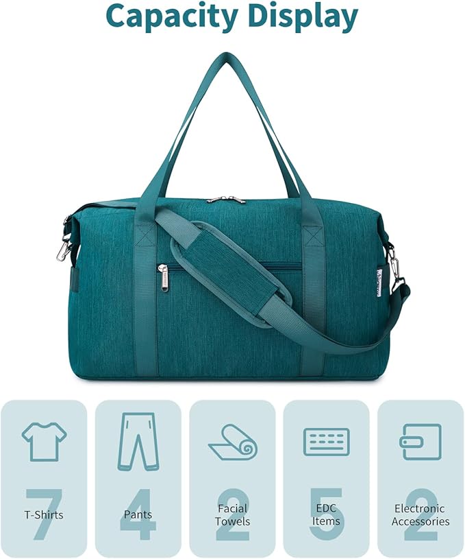 Narwey For Spirit Airlines Personal Item Bag 18x14x8 Travel Duffel Bag Carry on Bag Underseat for Airplane with Wet Pocket Small Gym Bag Weekender Overnight for Women and Men (Teal)