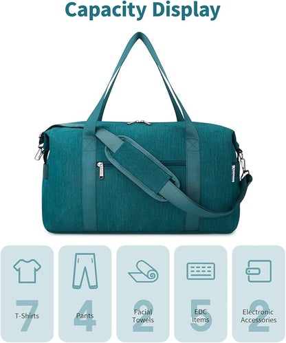 Narwey For Spirit Airlines Personal Item Bag 18x14x8 Travel Duffel Bag Carry on Bag Underseat for Airplane with Wet Pocket Small Gym Bag Weekender Overnight for Women and Men (Teal)