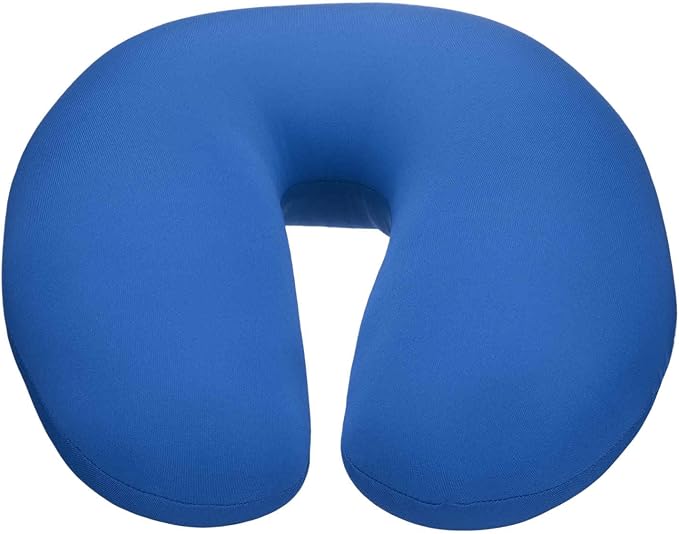 HARFINGTON Travel Pillow Airplane Neck Pillow U-Shaped Filled with Foam Beads Stuffable Classic for Sleeping Neck Chin Lumbar Support, Blue