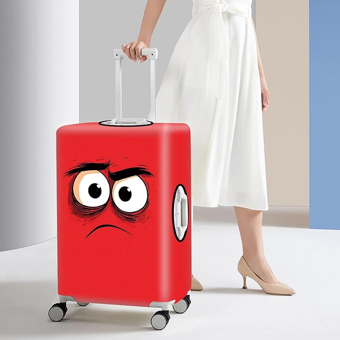 Angry Face Luggage Cover, Washable Funny Cartoon Suitcase Cover, Stretchable Travel Suitcase Protector Anti-scratch Bag Cover,S