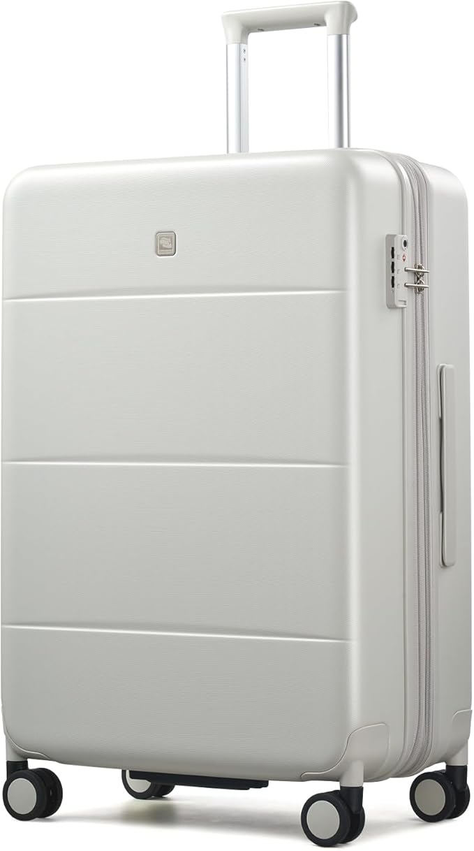 Hanke Expandable 26 Inch Luggage with Spinner Wheels, Hardside Large Suitcase, All-PC Hard Shell Travel Luggage, TSA Lock, Lightweight Durable Checked-Medium (Smoke White, 93L)