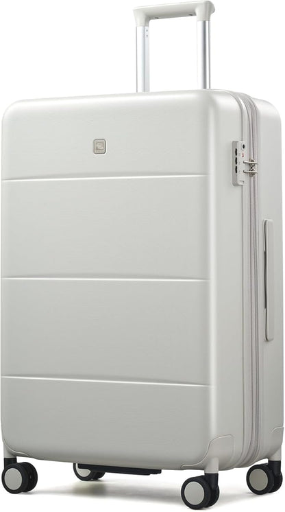 Hanke Expandable 26 Inch Luggage with Spinner Wheels, Hardside Large Suitcase, All-PC Hard Shell Travel Luggage, TSA Lock, Lightweight Durable Checked-Medium (Smoke White, 93L)