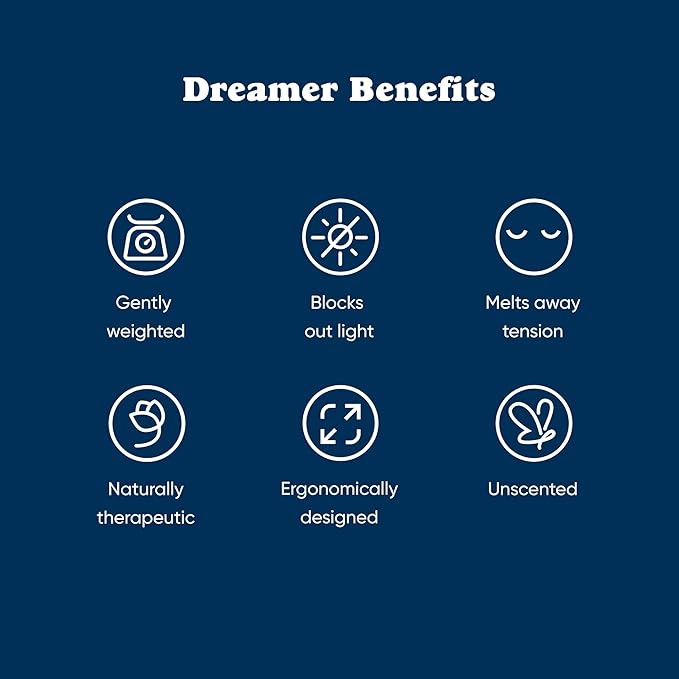 Bearaby Midnight Blue Sleep Mask 23” x 4” Weighted Eye Mask for Sleeping 0.75 lbs 100% Light Blocking Mask for Travel and Rest Silky Soft Fabric for Deep Gentle Sleep