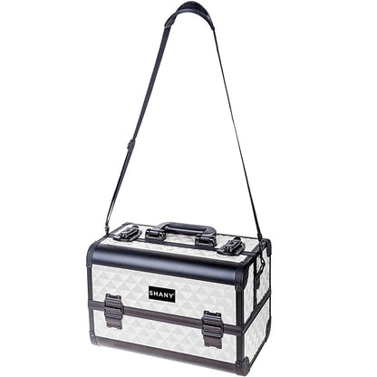 SHANY Premier Fantasy Professional Makeup Train Case Cosmetic Box Portable Makeup Case Organizer Jewelry storage with Locks, 3 Trays, Makeup Brush Holder and Cosmetics Mirror - Snow White