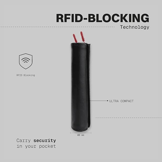 The Frenchie Co. - Speed Wallet Mini - Ultra-Slim RFID Card Holder - Quick-Access Pull Tab - Holds 4 Cards & Cash - Full-Grain Italian Leather with Carbon Fiber