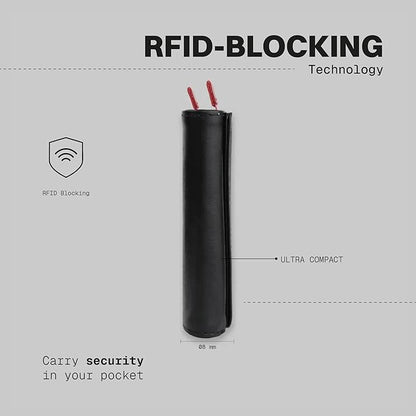 The Frenchie Co. - Speed Wallet Mini - Ultra-Slim RFID Card Holder - Quick-Access Pull Tab - Holds 4 Cards & Cash - Full-Grain Italian Leather with Carbon Fiber