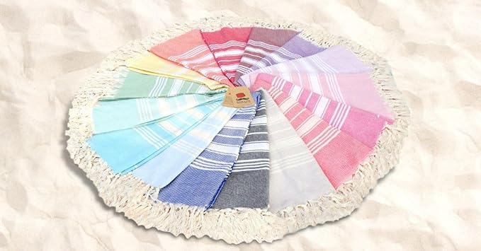 Bazaar Anatolia Turkish Beach Towel – 100% Cotton, Quick Dry, Sand Free Towel for Bathroom, Camping, Travel, Teal – Oversized 71x39 Inches – Stripe Mint