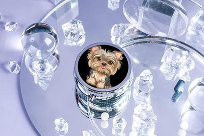 Pill Box,Cute Dog Round Pill Box 3 Compartment Decorative Pocket Purse Portable Mini Travel Medicine Tablet Vitamin Holder Organizer Pill Case