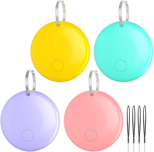 JTD Air Tracker Tags 4 Pack for Find My, 2025 Upgraded with IP68 Waterproof Item Finder with Left-Behind Alert, 4 Colors for Keys, Luggage, Backpack, Wallet. iOS Only.