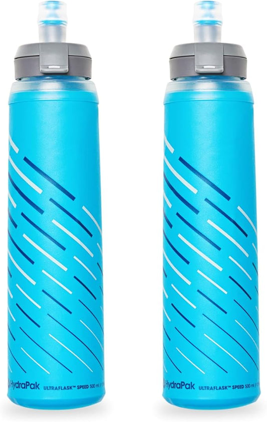 HydraPak UltraFlask Speed (500ml or 600ml) - Collapsible Soft Flask Water Bottle for Hydration Vests and Running Packs with Easy Open Cap