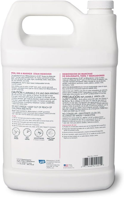 Motsenbocker's Lift Off 41001 Pen, Ink & Marker Stain Remover – Removes Nail Polish, Makeup, and Dyes From Walls, Countertops, Tile, and More, Pre-Wash Laundry Treatment – 1 Gallon