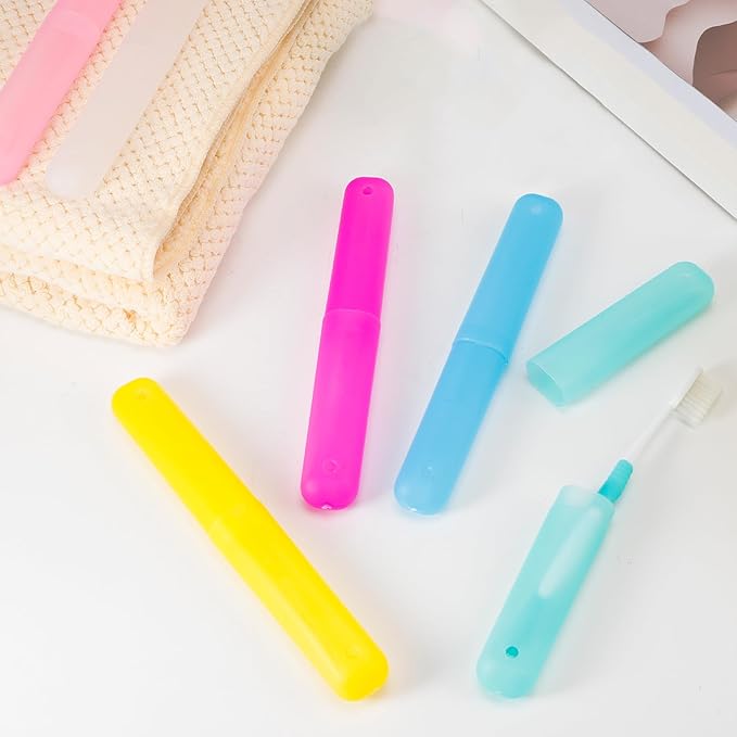 48 PCS Toothbrush Case Set,Travel Toothbrush Case,Plastic Portable Toothbrush Holder,Dust-proof Toothbrush Box Storage,Toothbrushes Carrier for Traveling,Bathroom,School,Home, Camping,6 Colors