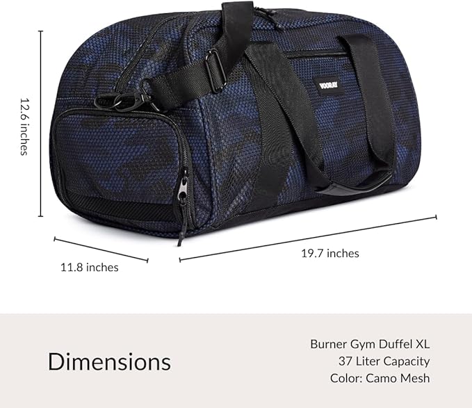Vooray Burner Gym Duffel Bag, Gym Bag for Women and Men with Shoe Compartment, Weekender, Overnight & Travel Duffel for Sports and Workout