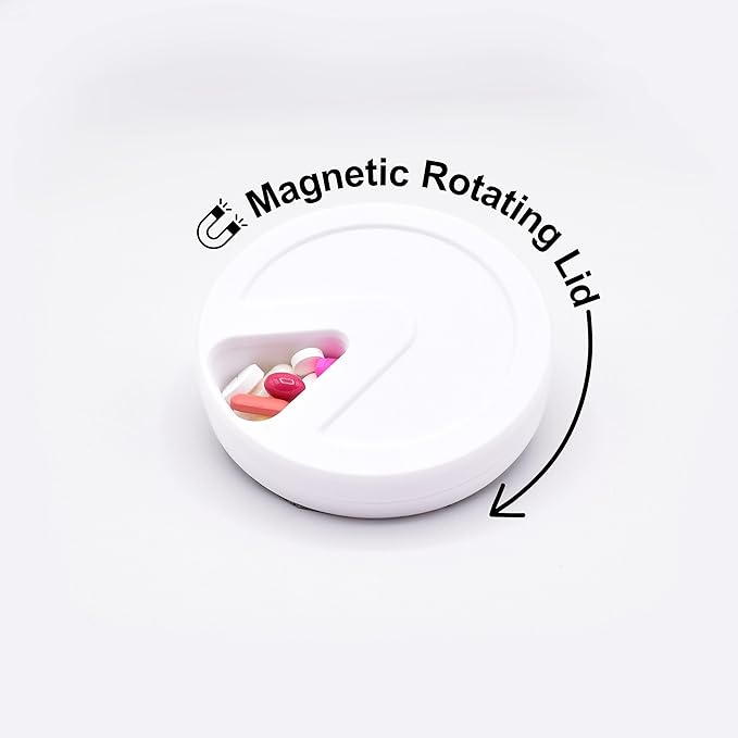Travel RX Pill Case by Type Two Labs – Weekly 7 Day Pill Box, Compact Magnetic Organizer for Pills fits Purses or Pockets, Rugged Daily Caddy Holds Vitamins, Supplements and Medication. (White)