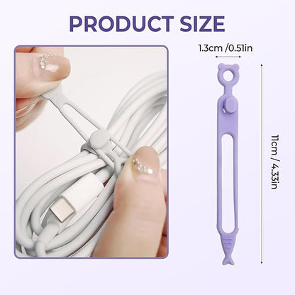 Data Cable Organizer, Upgrade Elastic Silicone Cable Straps Cord Organizer Silicone Headphone Organizers, Reusable Cable Ties Wire Organizer for Bundling and Earphone Phone Charger (30)