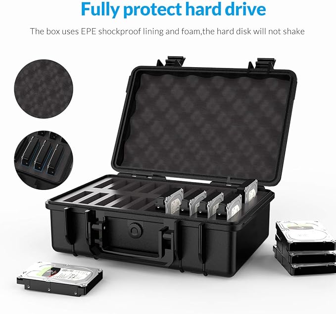 ORICO Hard Drive Case 3.5inch 20-Bay Multi-Protection HDD Storage Box Suitcase with Foam External Hard Drive Carrying Case Anti-Static Shock Moisture Proof for WD/Seagate/Toshiba-PSC L20