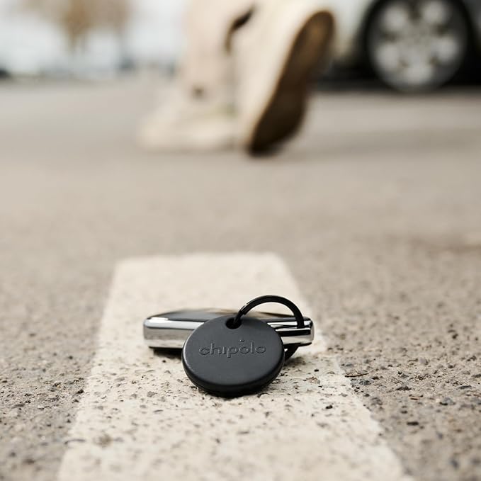 Chipolo POP Tracker Tag - Colorful, Compatible, Loud Bluetooth Tracker with Call Your Phone & Out of Range Alert, Works with Apple Find My or Google's Find My Device (Black)