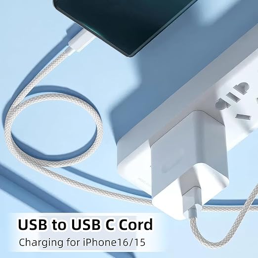 2Pack USB to USB C Cable for iPhone17/16/15,10ft Type A to Type C Nylon Braided Carplay Cord for iPhone17/16/15 Pro/MacBook/iPad Air/Mini/Pro/Samsung