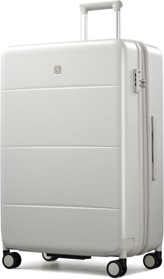 Hanke Expandable 28 Inch Luggage with Spinner Wheels, Hardside Large Suitcase, All-PC Hard Shell Checked Luggage, TSA Lock, Durable Checked-Large (Smoke White, 114L)