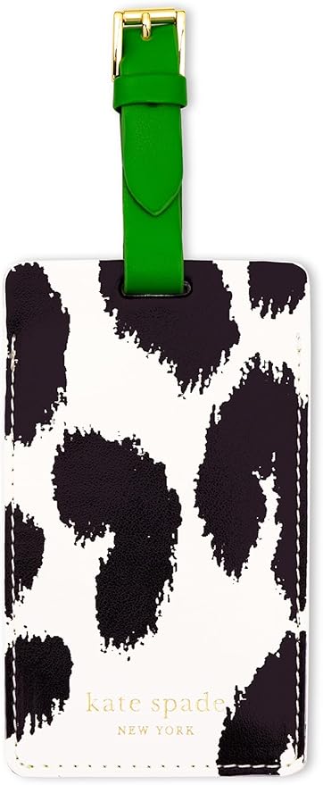 Kate Spade New York Cute Luggage Tag for Women, Durable Vegan Leather Suitcase Tag, Unique Luggage Identifier, Modern Leopard