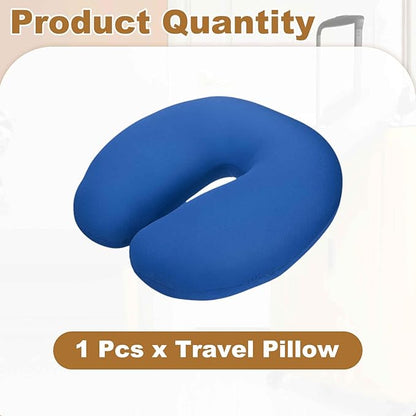 HARFINGTON Travel Pillow Airplane Neck Pillow U-Shaped Filled with Foam Beads Stuffable Classic for Sleeping Neck Chin Lumbar Support, Blue
