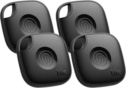 Tile by Life360 Mate - Bluetooth Tracker, Keys Finder and Item Locator for Keys, Bags and More. Phone Finder. Both iOS and Android Compatible. 4-Pack (Black)