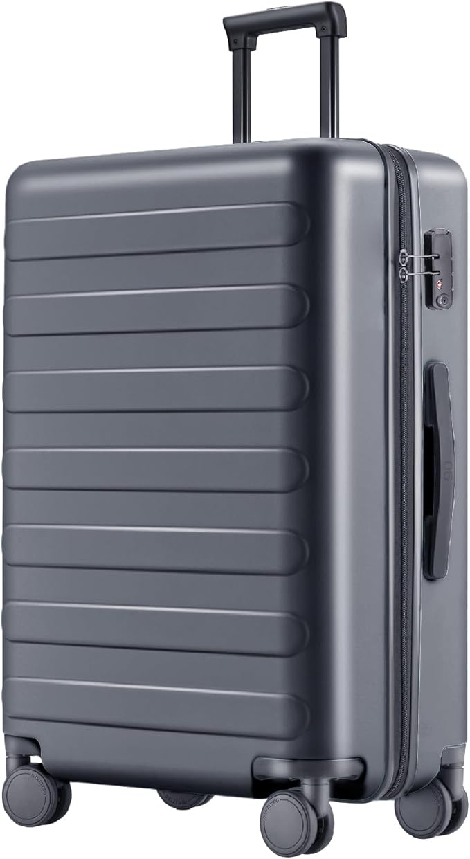 NINETYGO Medium Checked Luggage 26 Inch, Checking In Luggage with Smooth Spinner Wheels, Lightweight, Hard Shell PC Suitcase, Lightweight Travel Luggage, TSA Approved (Grey, Rhine Basic)