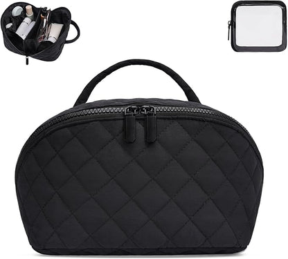 Makeup Bag,Quilted Puffer Cosmetic Bags,Travel Toiletry Bag for Women,Large Capacity Waterproof Make up Bag Set