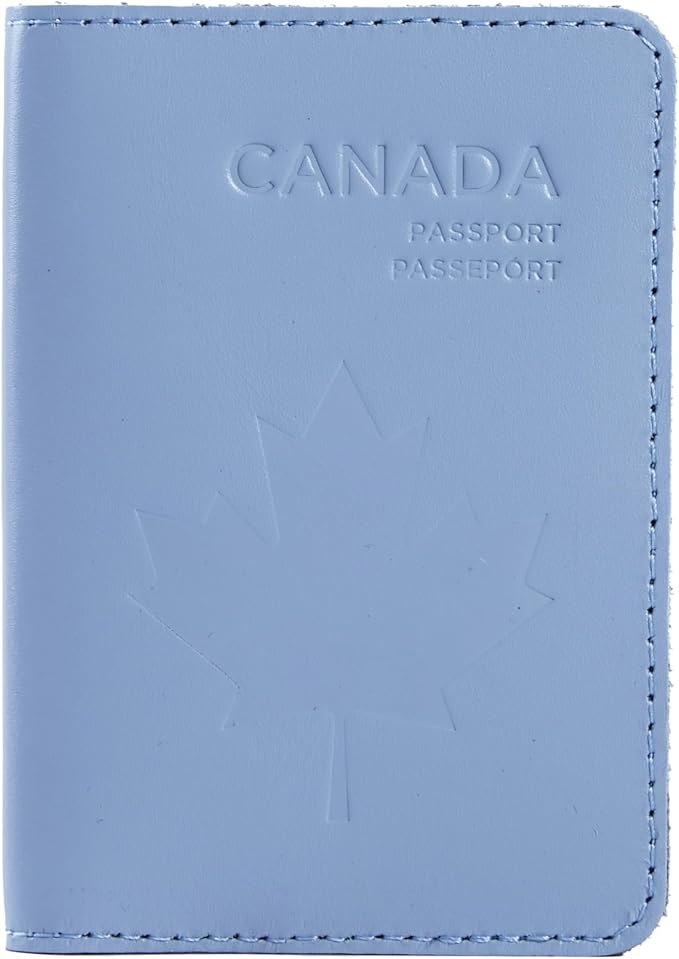 INCARNE Leather Passport Holder for Travel - Passport Case - Passport Wallet for Men - Passport Cover for Women Sleeve Protector - Travel Essentials Vacation Luggage Gifts - Classic Light Blue
