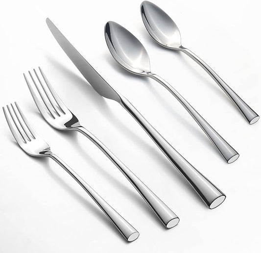 Alata Bailey 20-Piece Forged Silverware Set Stainless Steel Flatware Set,Service for 4,Mirror Polished Cutlery Set,Dishwasher Safe…