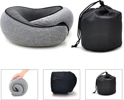 RURING Travel Pillows for Airplanes, Travel Neck Pillow Travel Pillow, Neck Pillow Airplane Memory Foam 360 Degree Support Stowable Pillows for Airplanes Offices and Cars (Dark Blue)