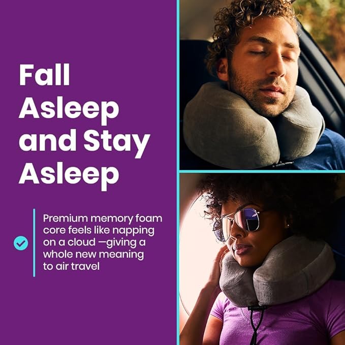 Cabeau Evolution Classic Neck Support Pillow - Neck Pillow for Traveling - Memory Foam Airplane Pillow with 360-Degree Comfort - Head & Chin Support Pillows for Sleeping Upright - (Navy)